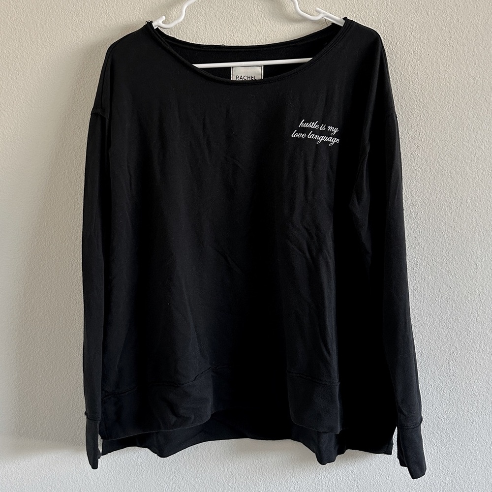 Hustle is my Love Language Black Side Split Pullover Size Medium Rachel Hollis